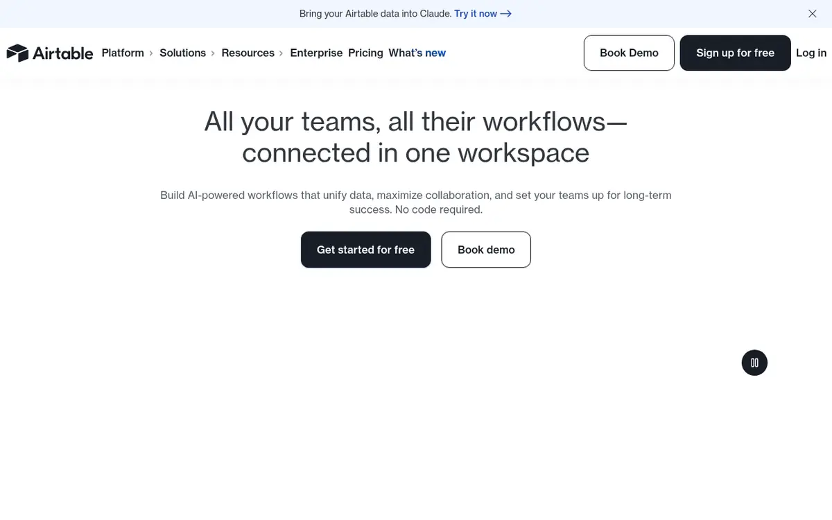 Airtable homepage screenshot