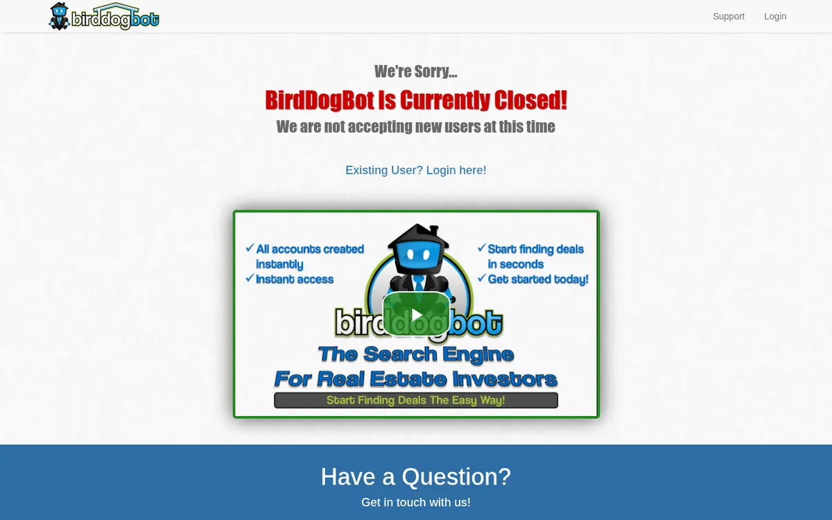 BirdDogBot homepage screenshot