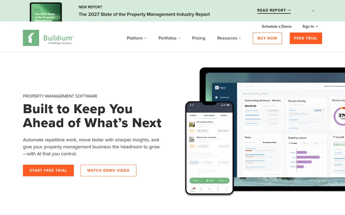 Buildium homepage screenshot