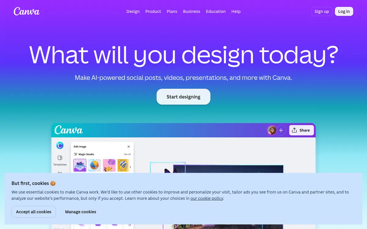 Canva homepage screenshot