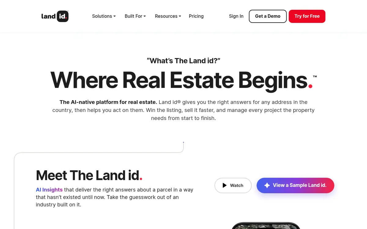 Land id homepage screenshot
